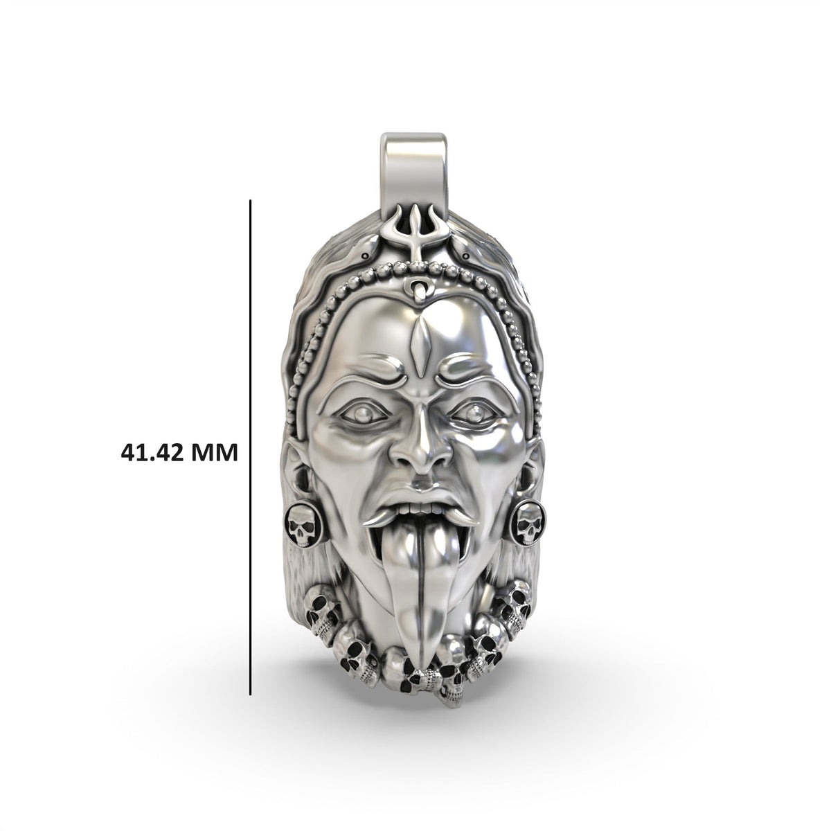 Oxidized Mahakali pendant with tongue and skull details