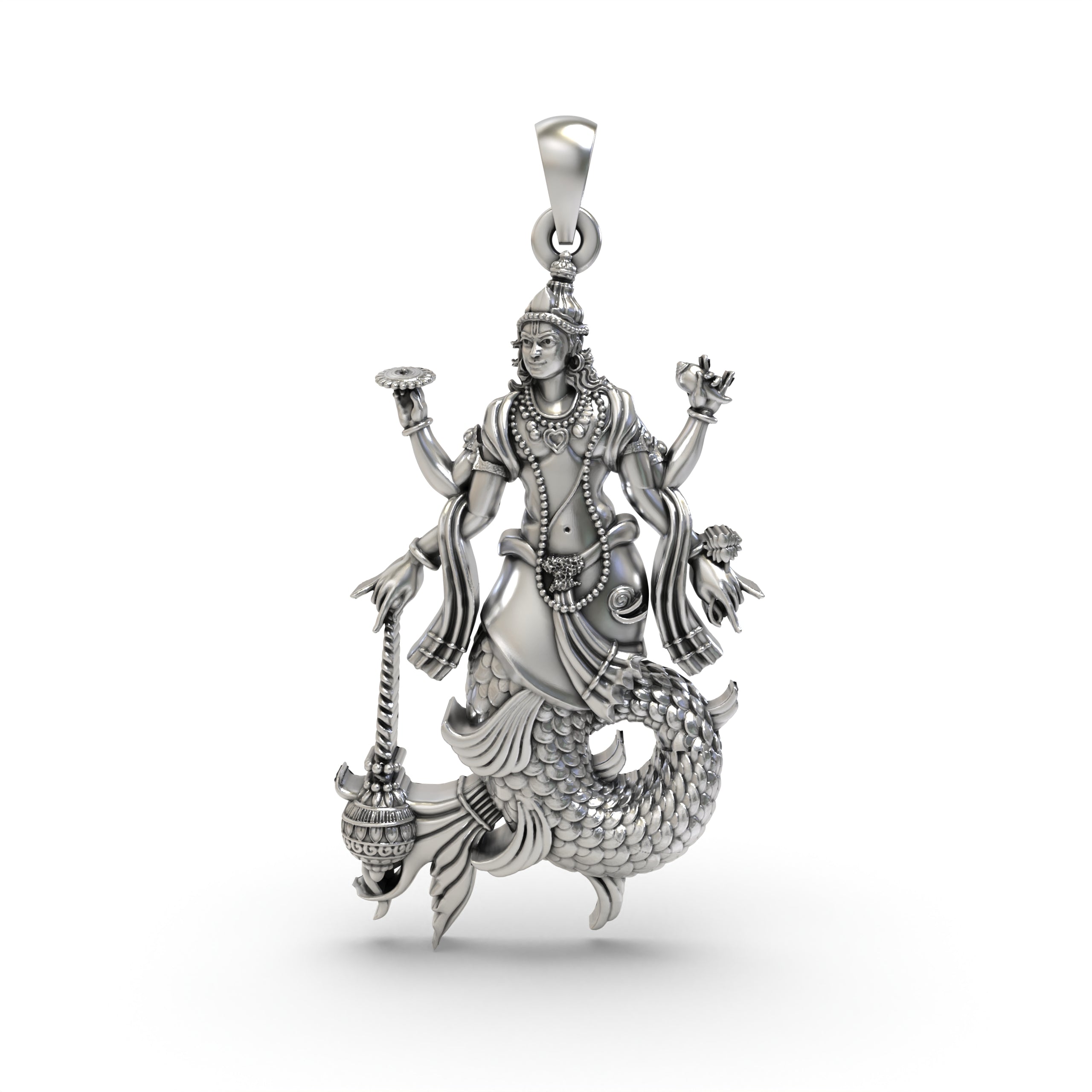 Matsya Avatar 925 Silver Pendant | Vishnu’s First Incarnation