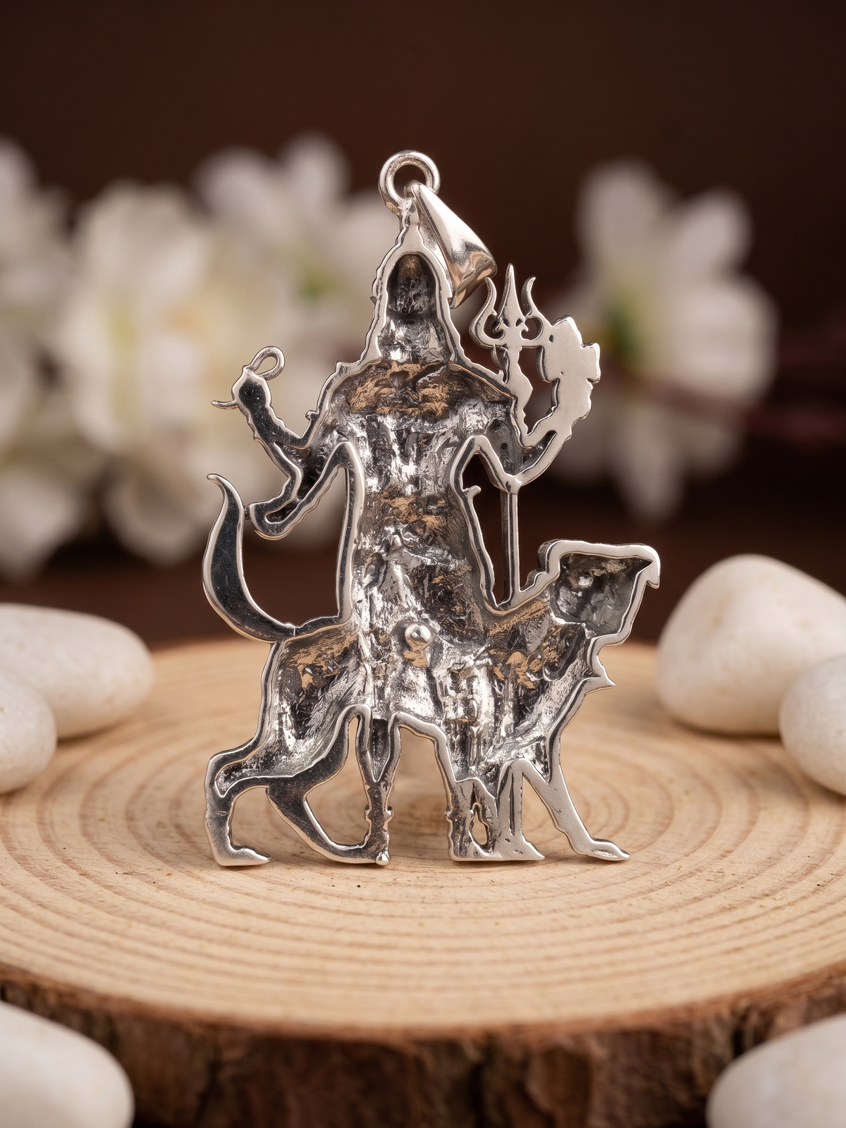 Handcrafted 925 Silver Kal Bhairav Locket with Detailed Hindu Deity Design