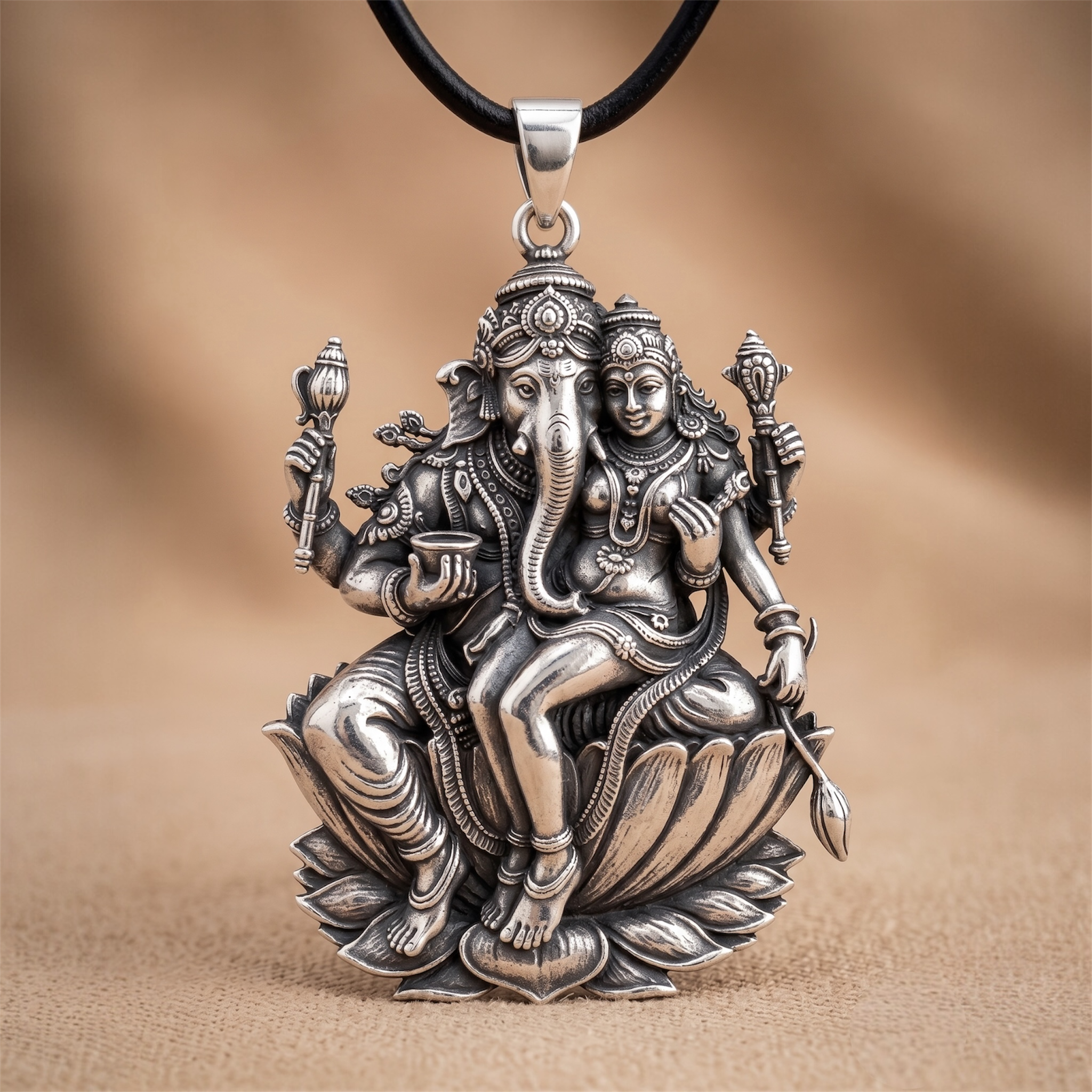 925 Sterling Silver Shri Uchishta Ganapati Pendant Oxidized Antique Finish Spiritual Ganesh Pendant for Men Women