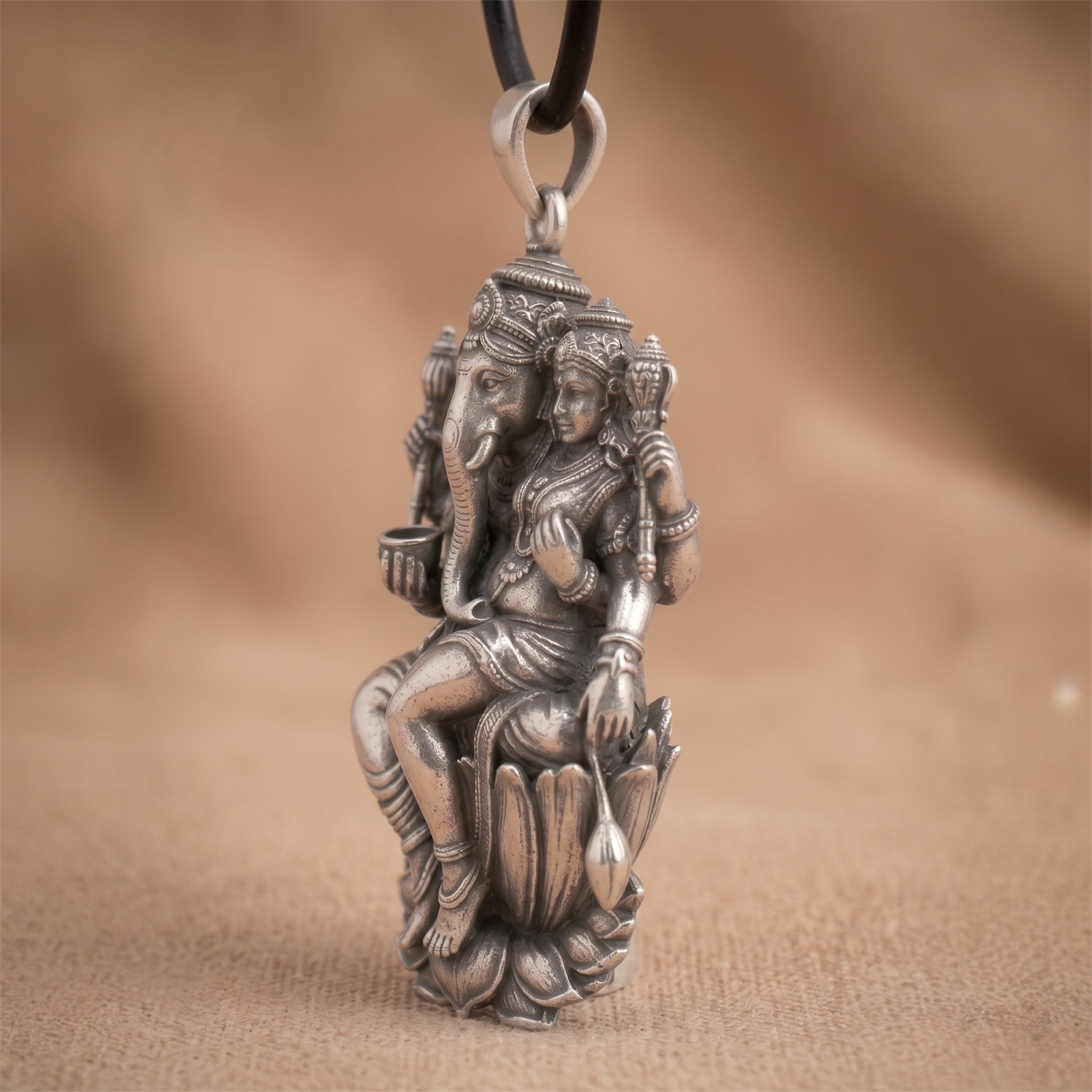 925 Sterling Silver Shri Uchishta Ganapati Pendant Oxidized Antique Finish Spiritual Ganesh Pendant for Men Women