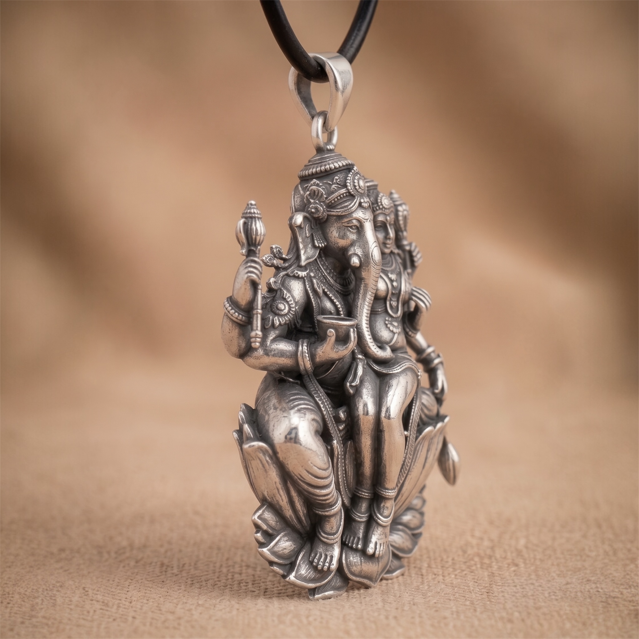 925 Sterling Silver Shri Uchishta Ganapati Pendant Oxidized Antique Finish Spiritual Ganesh Pendant for Men Women