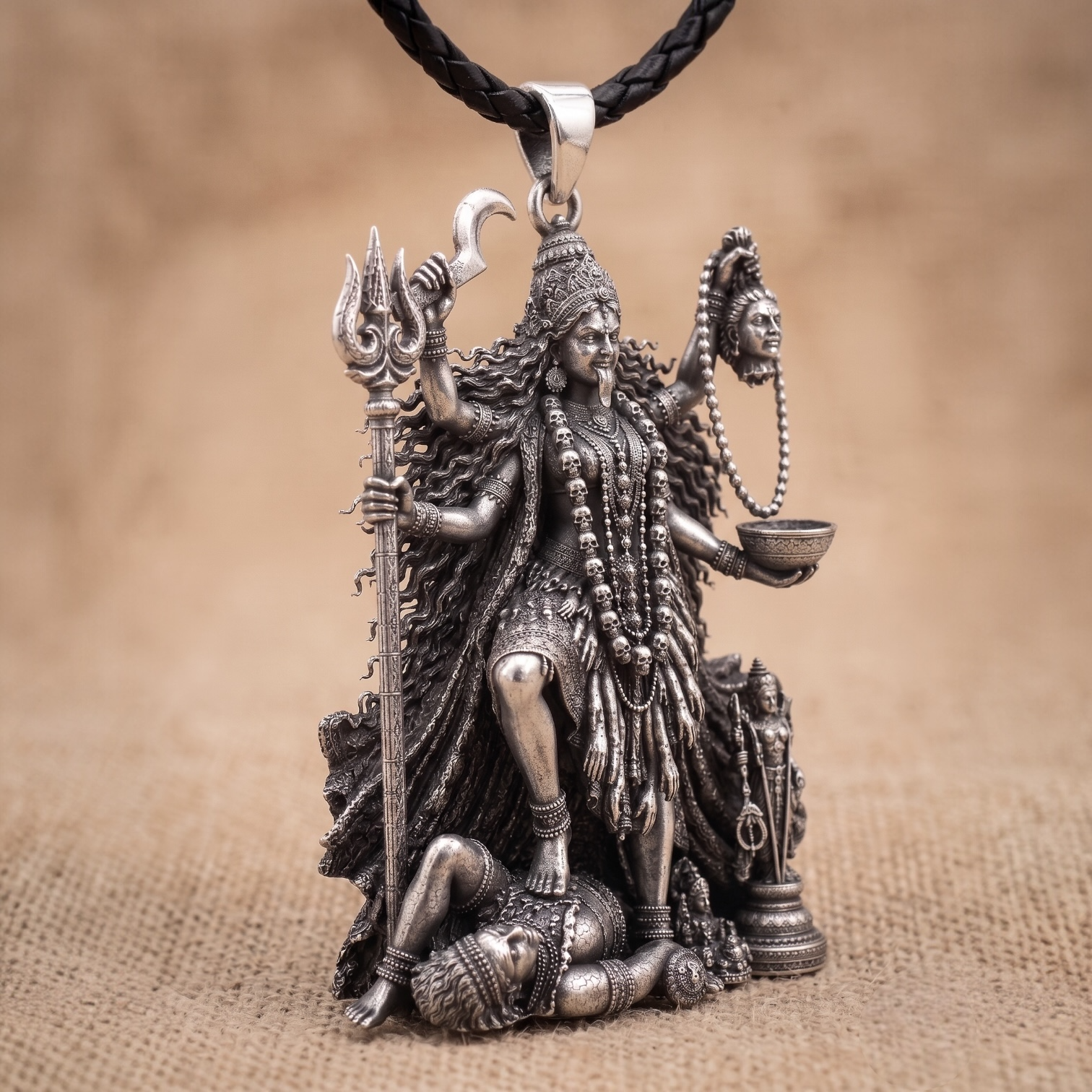925 Sterling Silver Maa Kali Pendant – Mahakali Divine Power Pendant | Oxidized Antique Finish Spiritual Jewelry