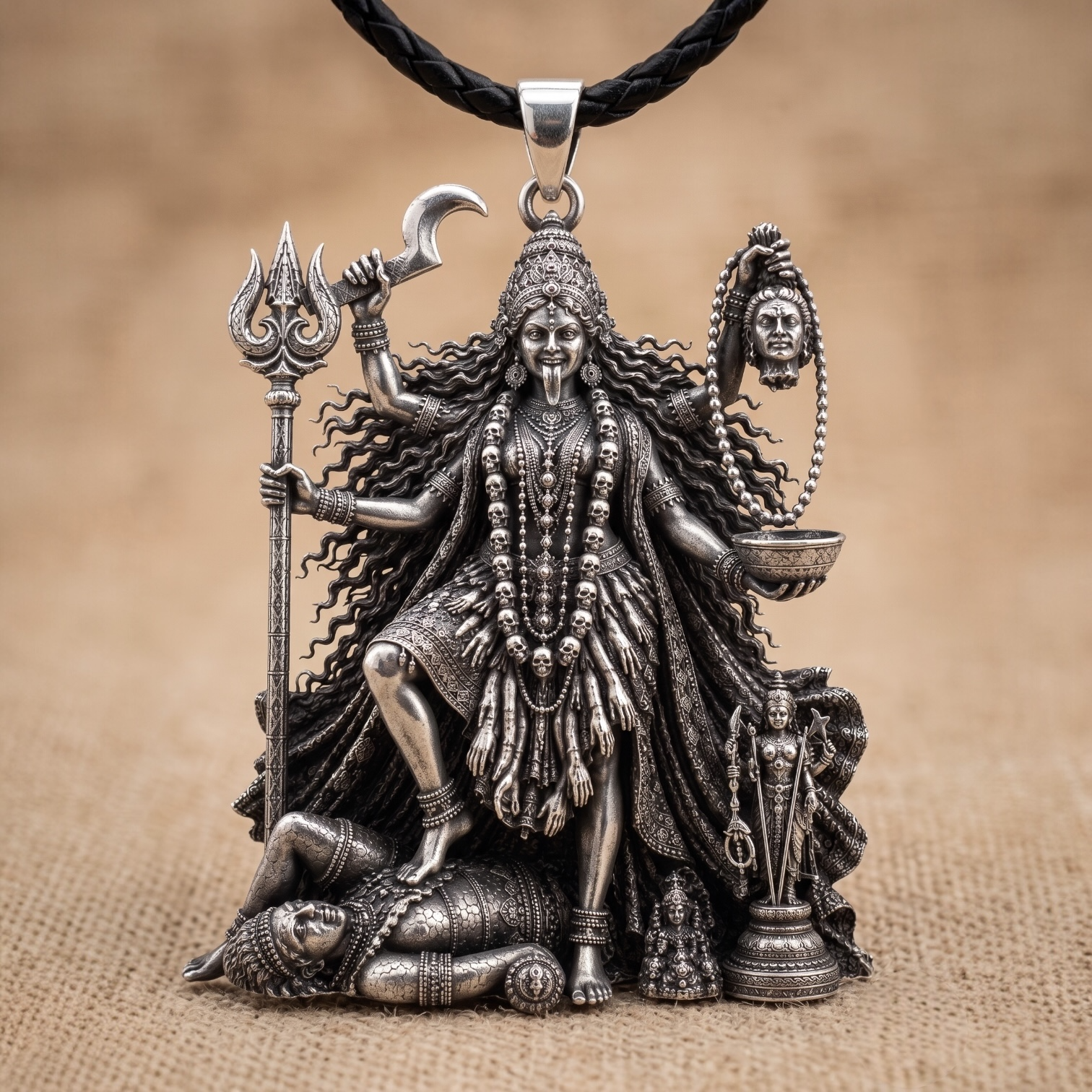 925 Sterling Silver Maa Kali Pendant – Mahakali Divine Power Pendant | Oxidized Antique Finish Spiritual Jewelry