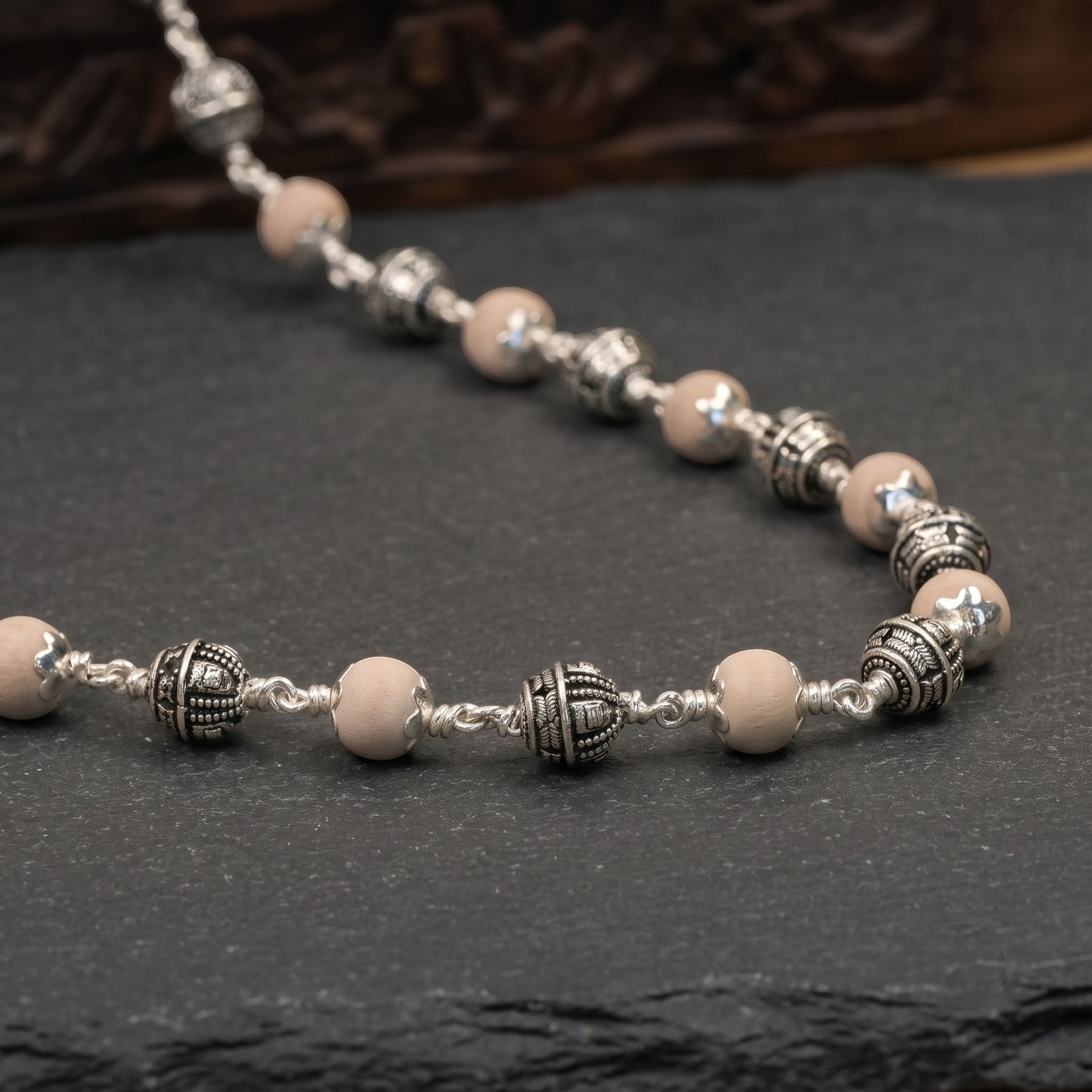 Premium Tulsi Mala with 925 Silver Shivling Beads