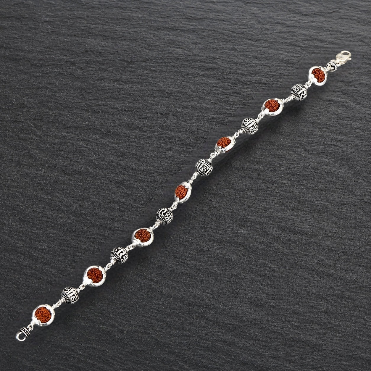 Rudraksha Bracelet with Shree Hari 925 Silver Beads