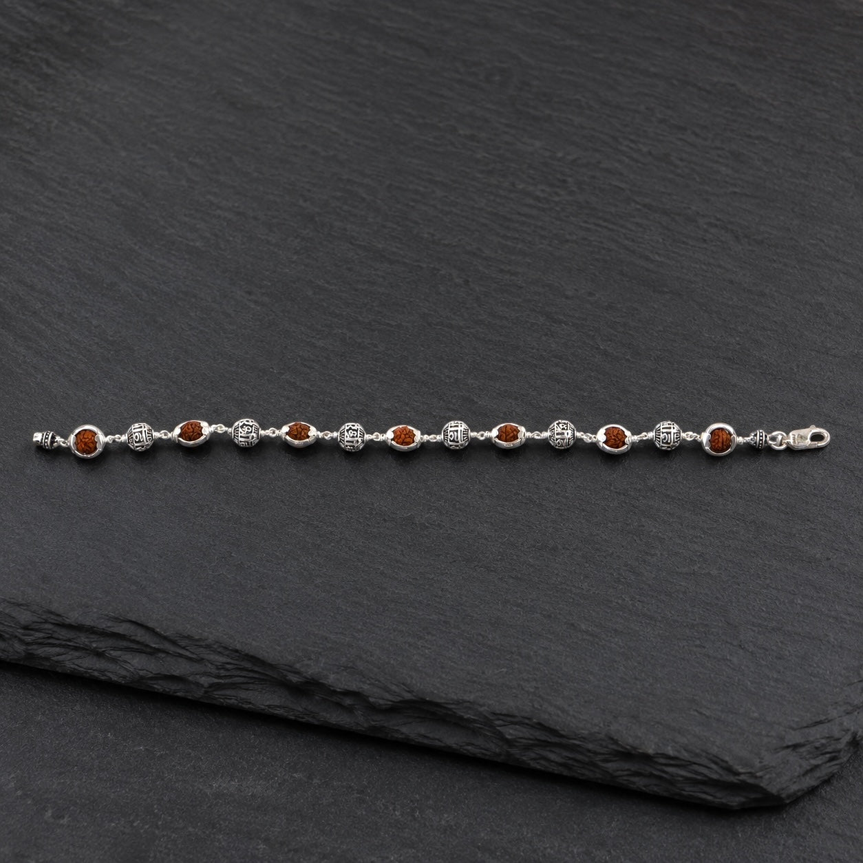 Rudraksha Bracelet with Shree Hari 925 Silver Beads