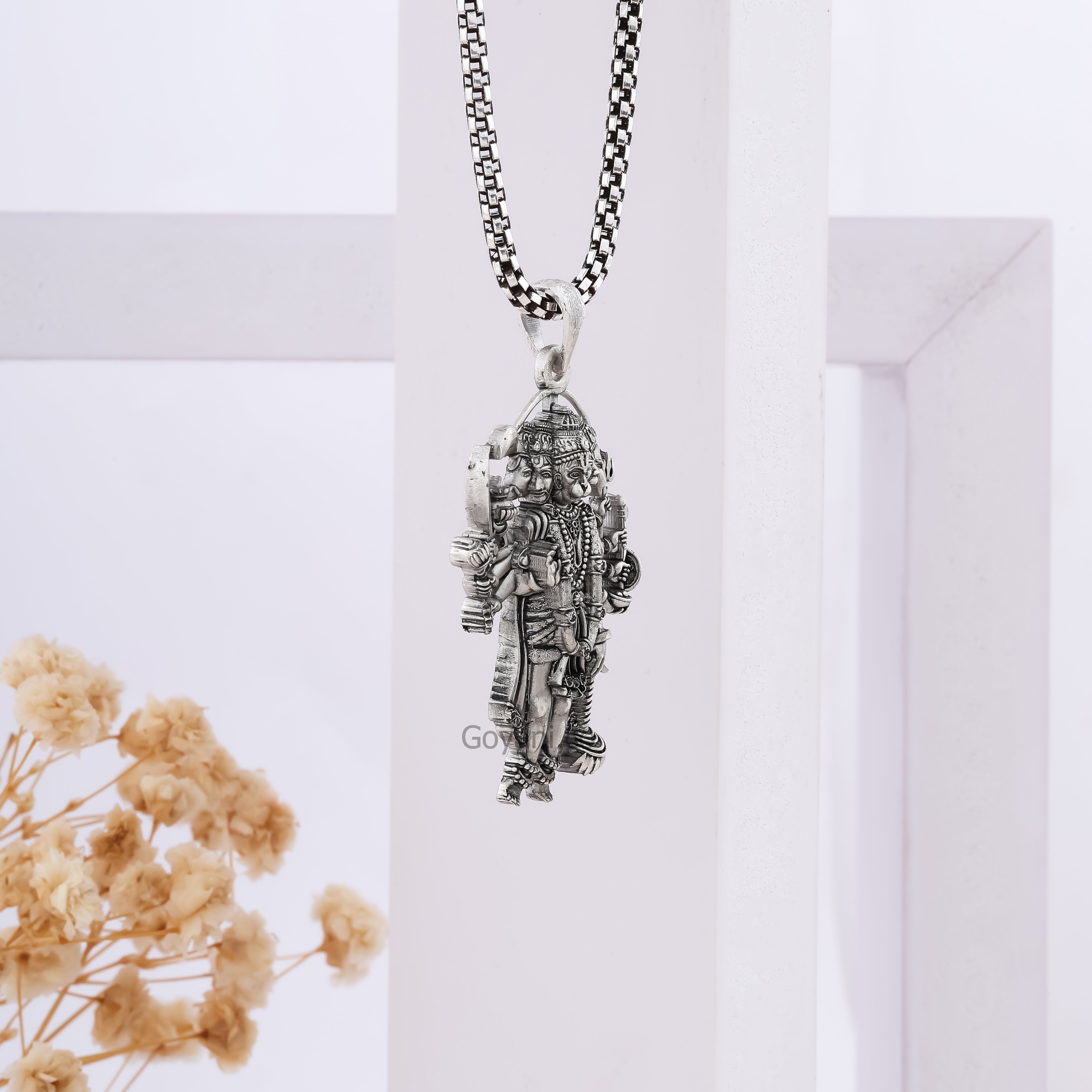 925 Silver Panchmukhi Hanuman Pendant | Oxidized Hindu Amulet