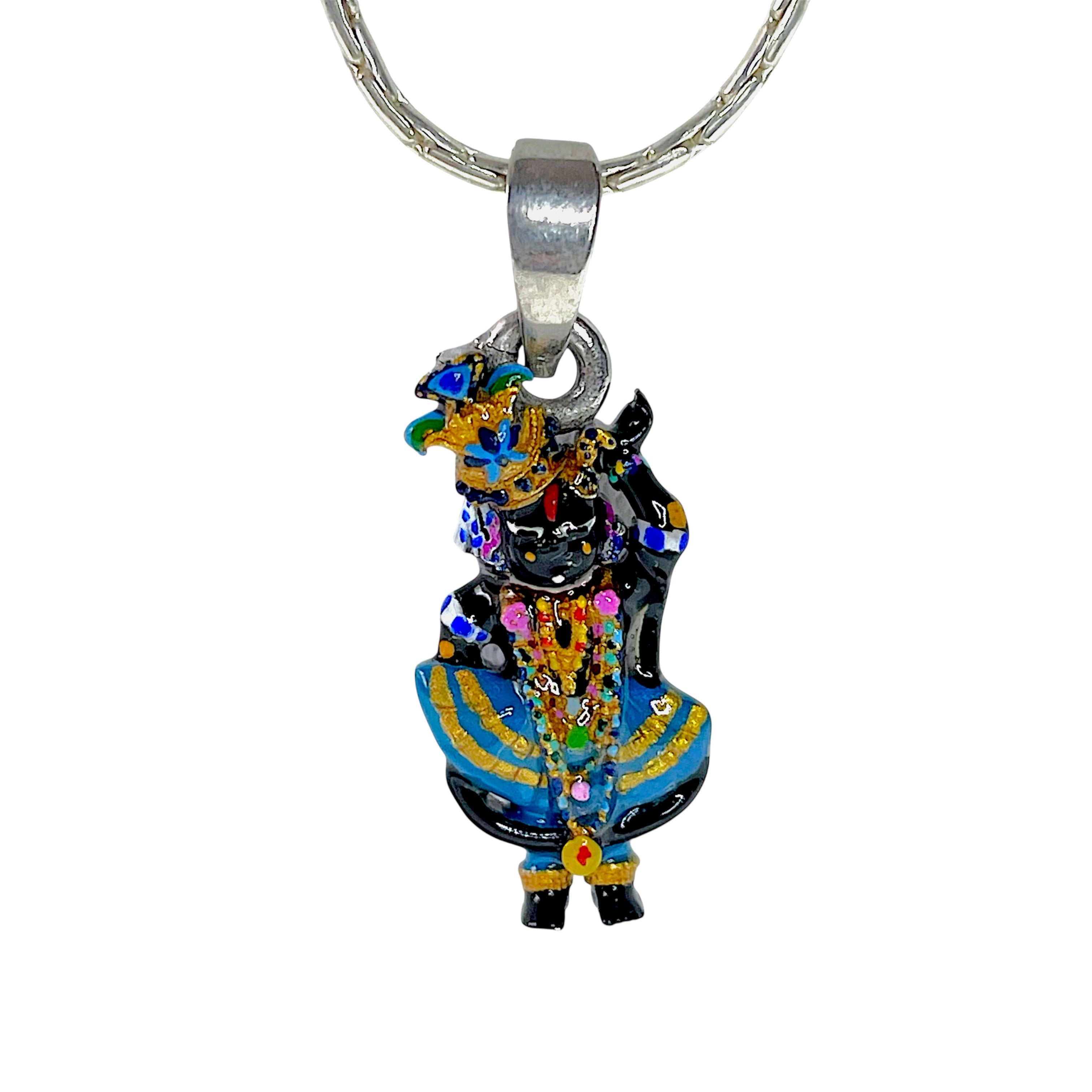 925 Sterling Silver Shri Girdhar Lal Ji Pendant with Meena Work | Divine Krishna Locket for Blessings & Devotion