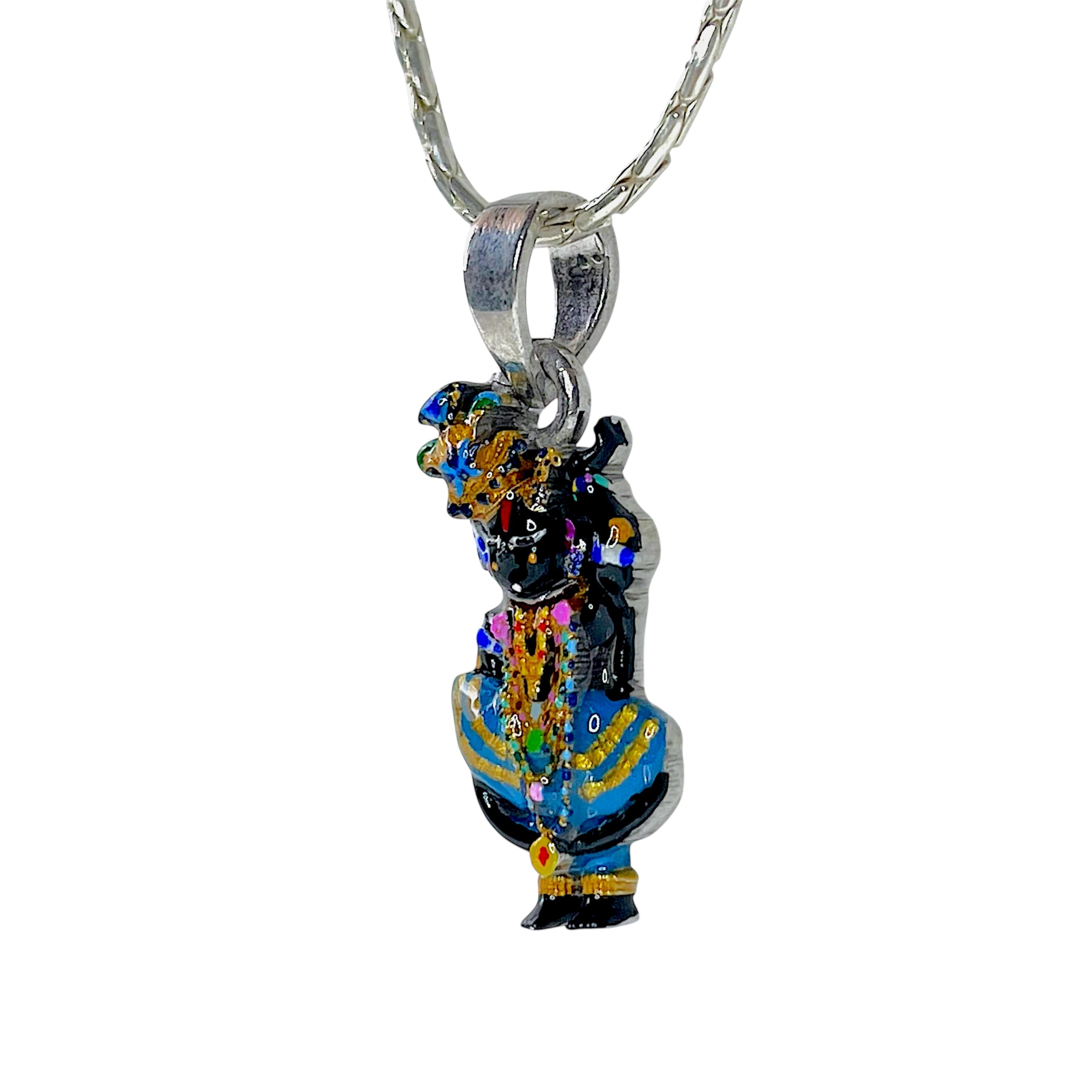 925 Sterling Silver Shri Girdhar Lal Ji Pendant with Meena Work | Divine Krishna Locket for Blessings & Devotion