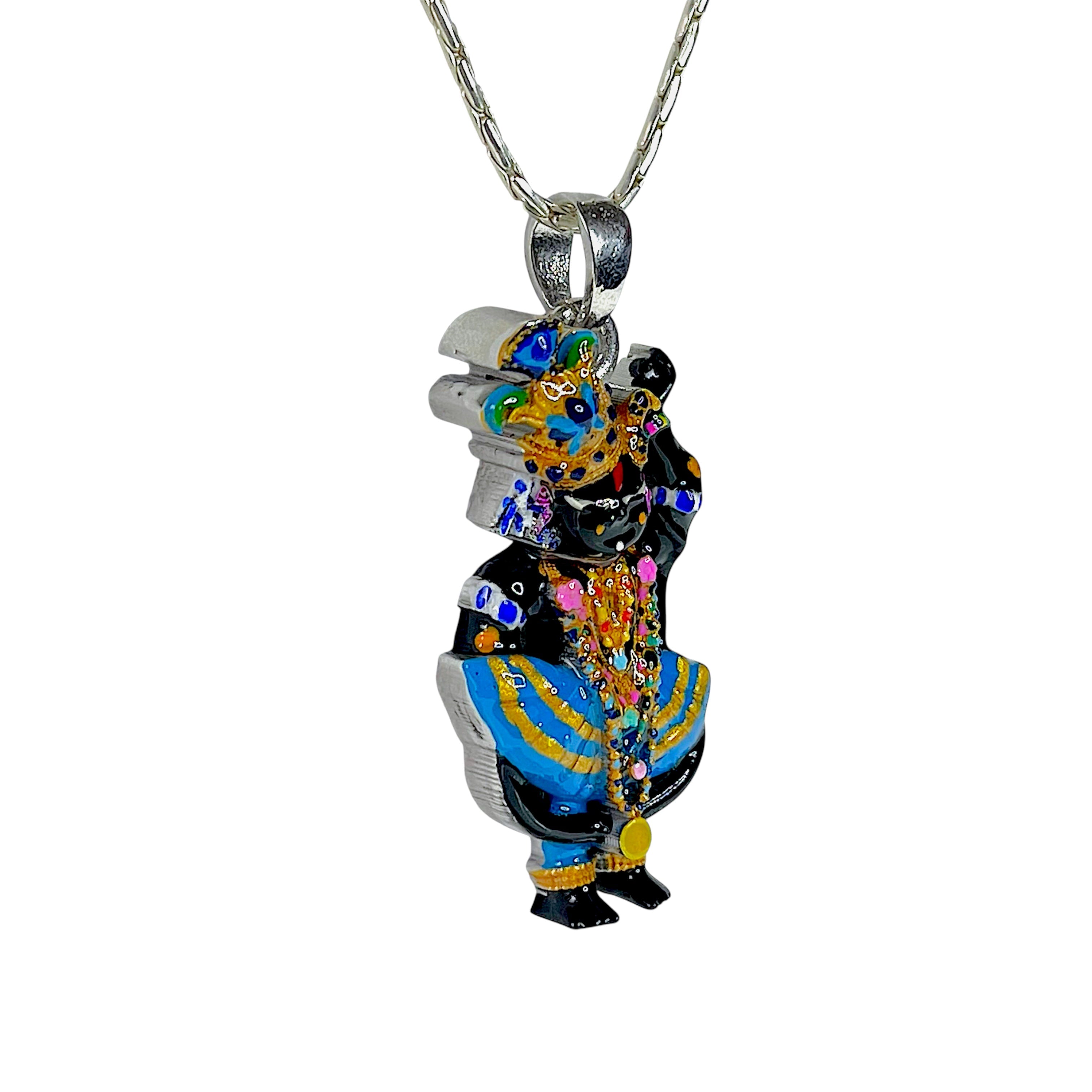 925 Sterling Silver Shri Girdhar Lal Ji Pendant with Meena Work | Divine Krishna Locket for Blessings & Devotion