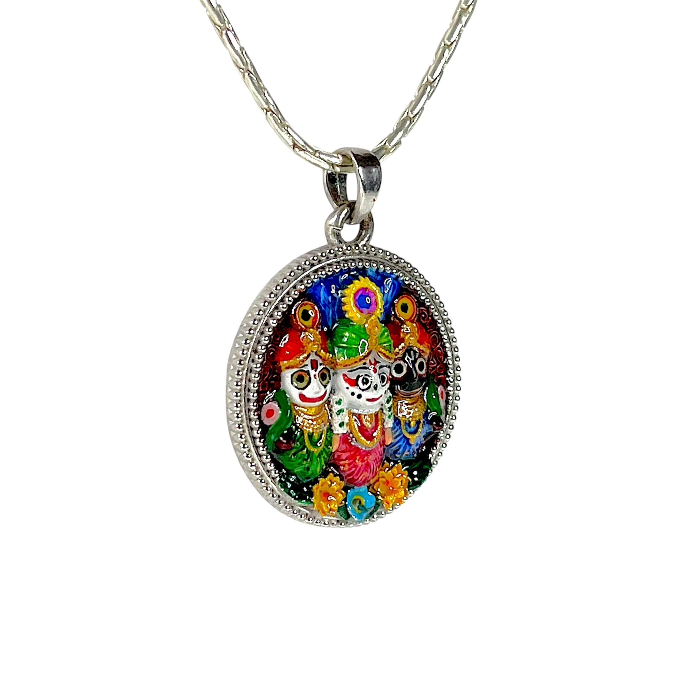 925 Sterling Silver Jagannath Balabhadra Subhadra Mina Pendant | Puri Jagannath Divine Trinity Locket for Men & Women