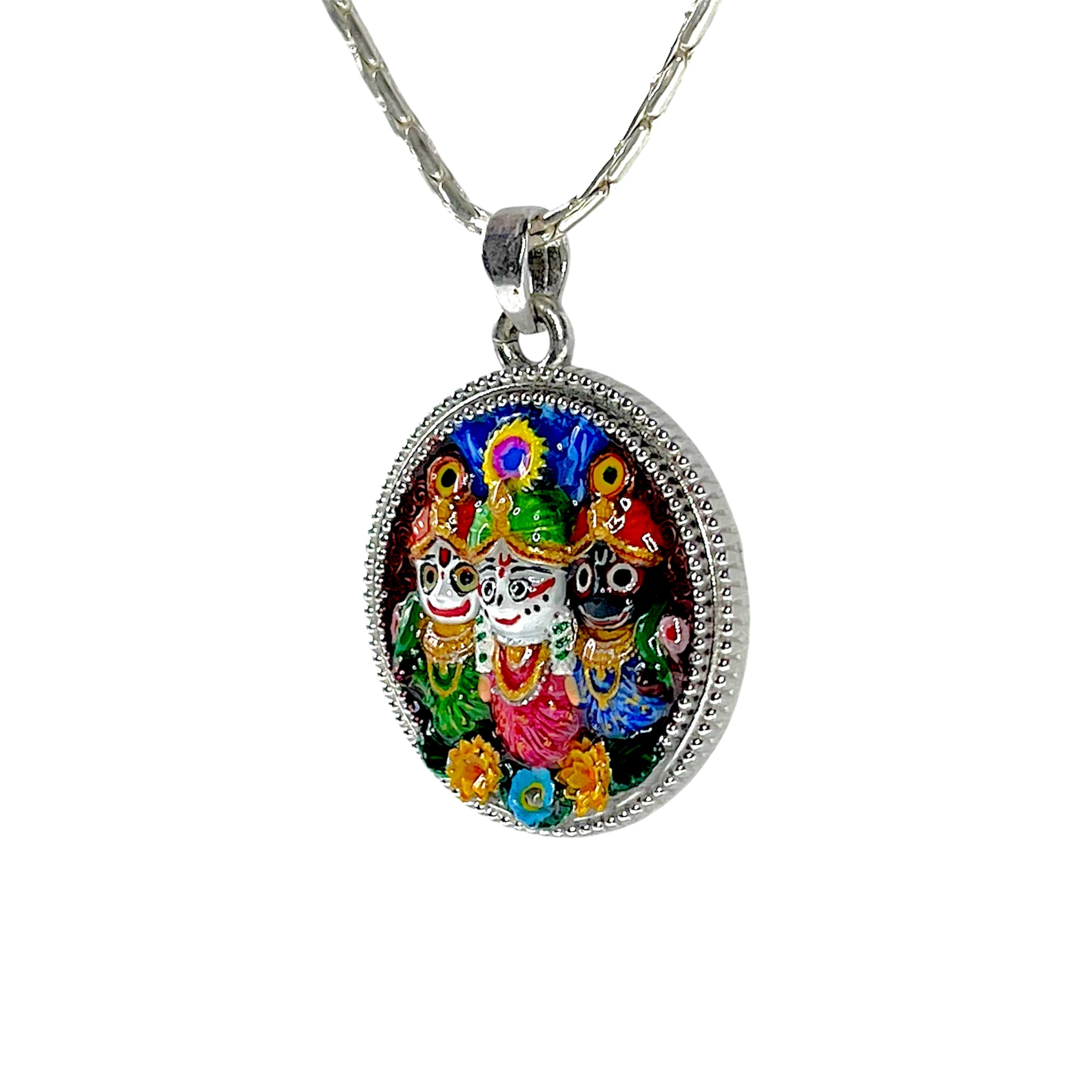 925 Sterling Silver Jagannath Balabhadra Subhadra Mina Pendant | Puri Jagannath Divine Trinity Locket for Men & Women