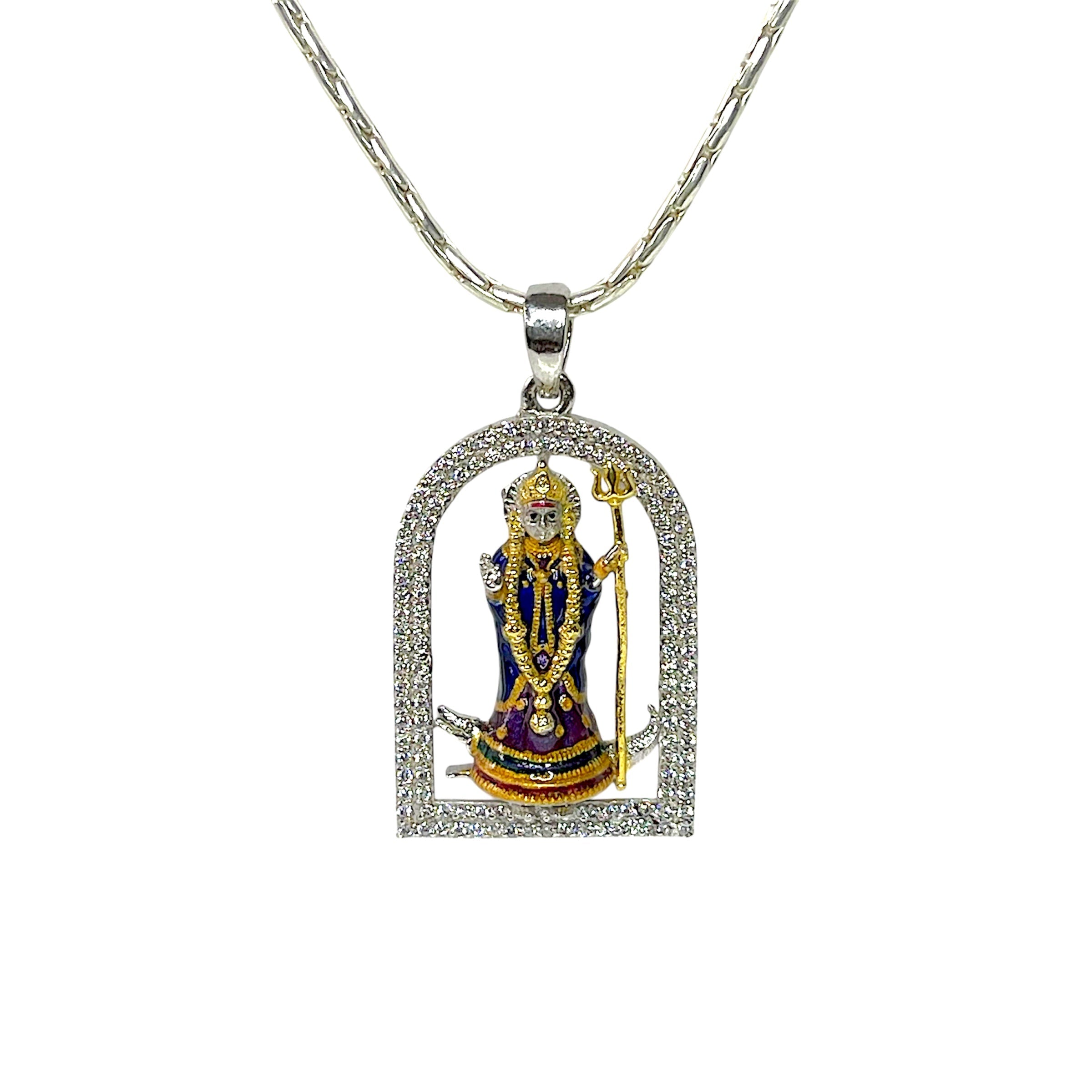 925 Sterling Silver Khodiyar Maa Pendant with Premium Mina Work & Diamond Work | Divine Protection Locket for Men & Women