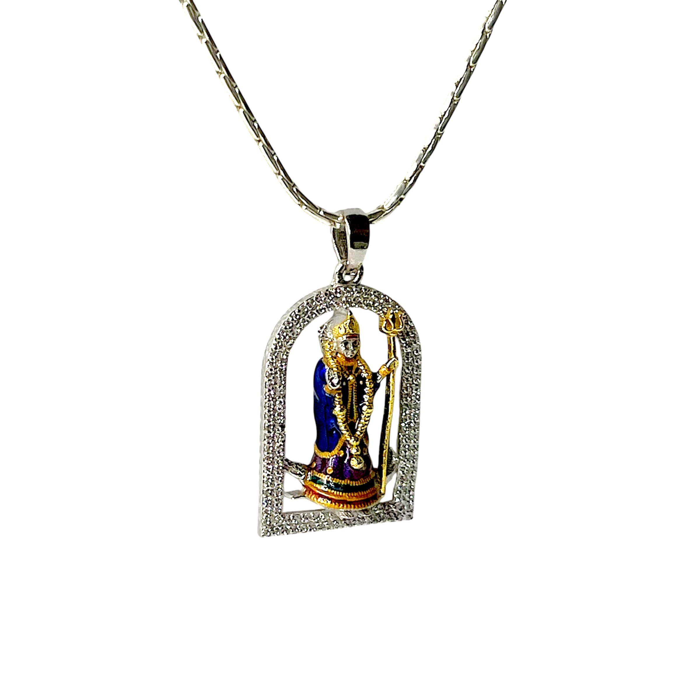 925 Sterling Silver Khodiyar Maa Pendant with Premium Mina Work & Diamond Work | Divine Protection Locket for Men & Women