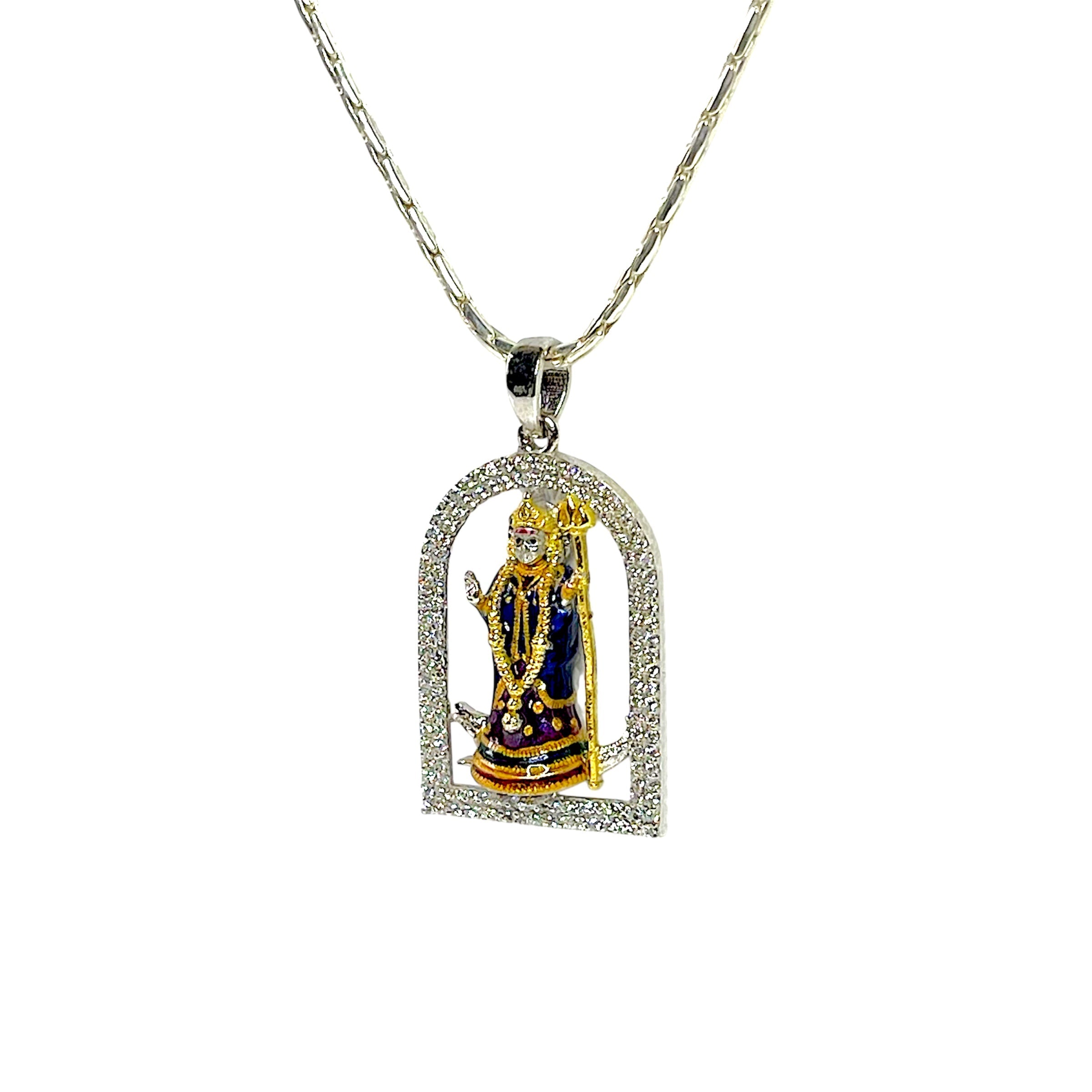 925 Sterling Silver Khodiyar Maa Pendant with Premium Mina Work & Diamond Work | Divine Protection Locket for Men & Women