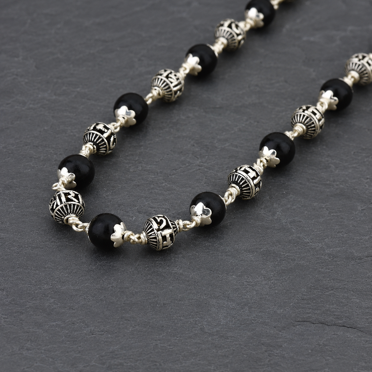 Karungali Mala with 925 Silver Jay Shree Ram Beads