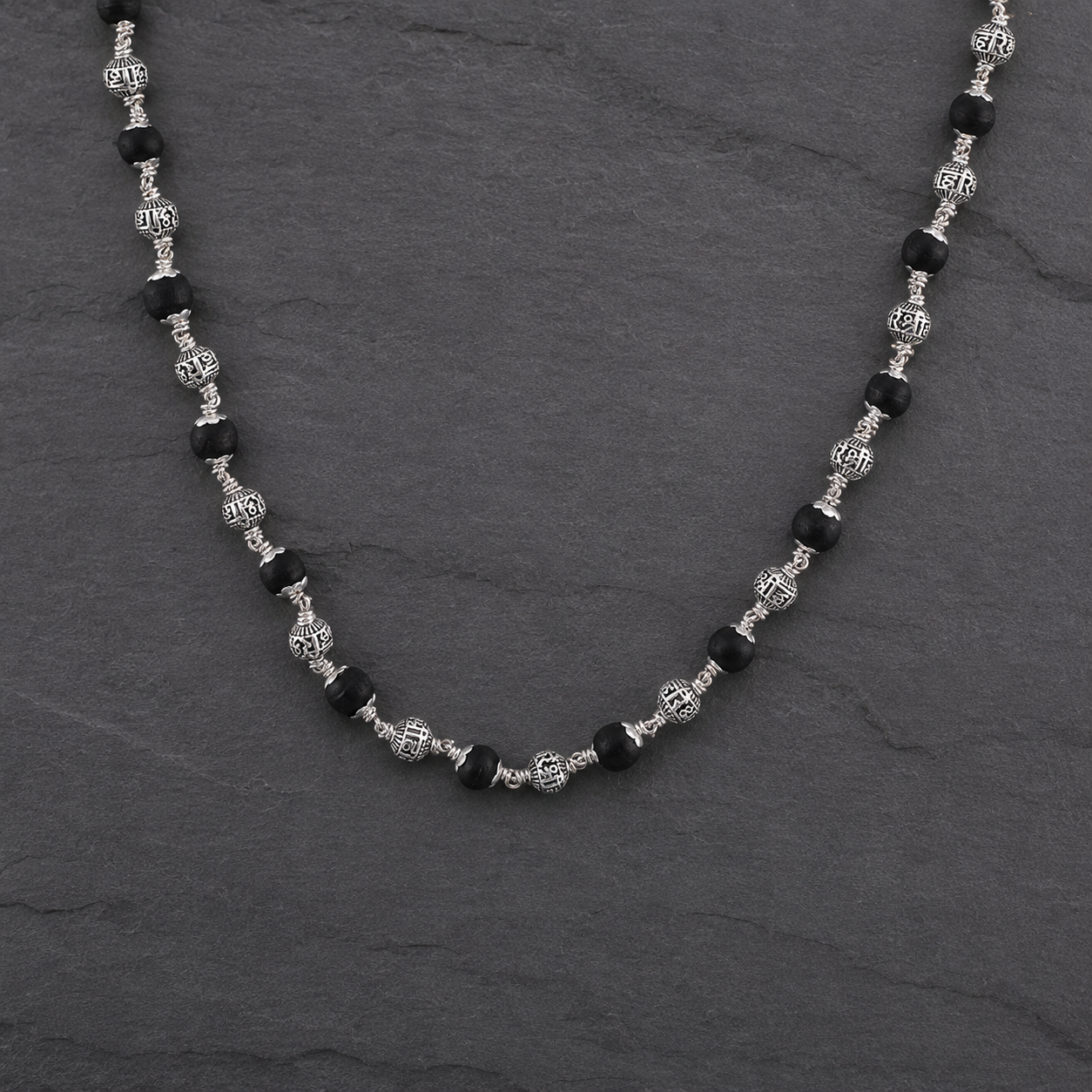 Premium Karungali Vishnu Mala styled for devotion