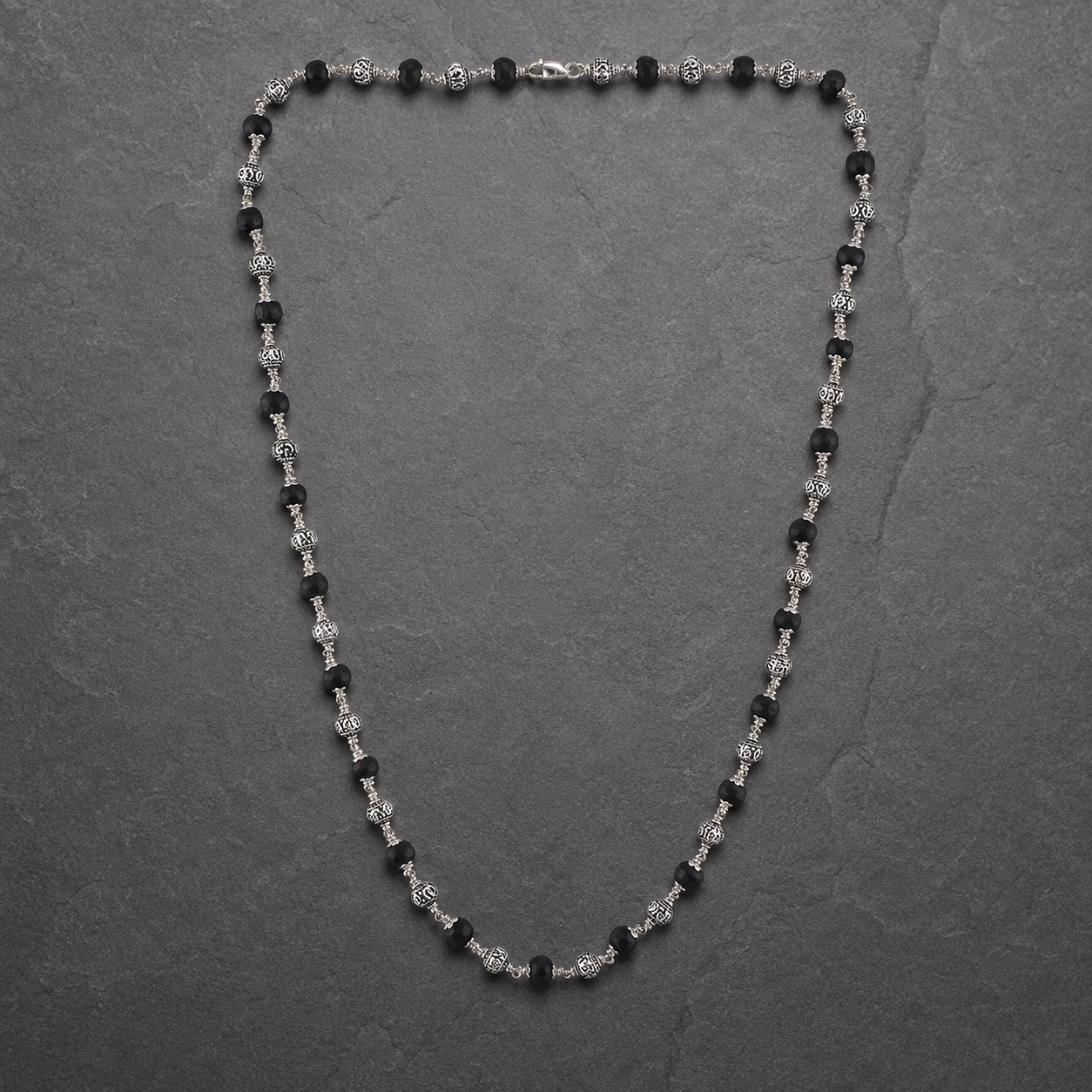 Premium Karungali silver Mala styled for meditation