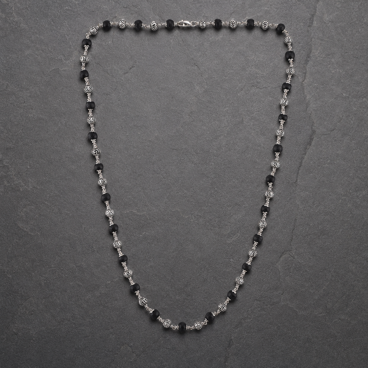 Premium Karungali silver Mala styled for meditation