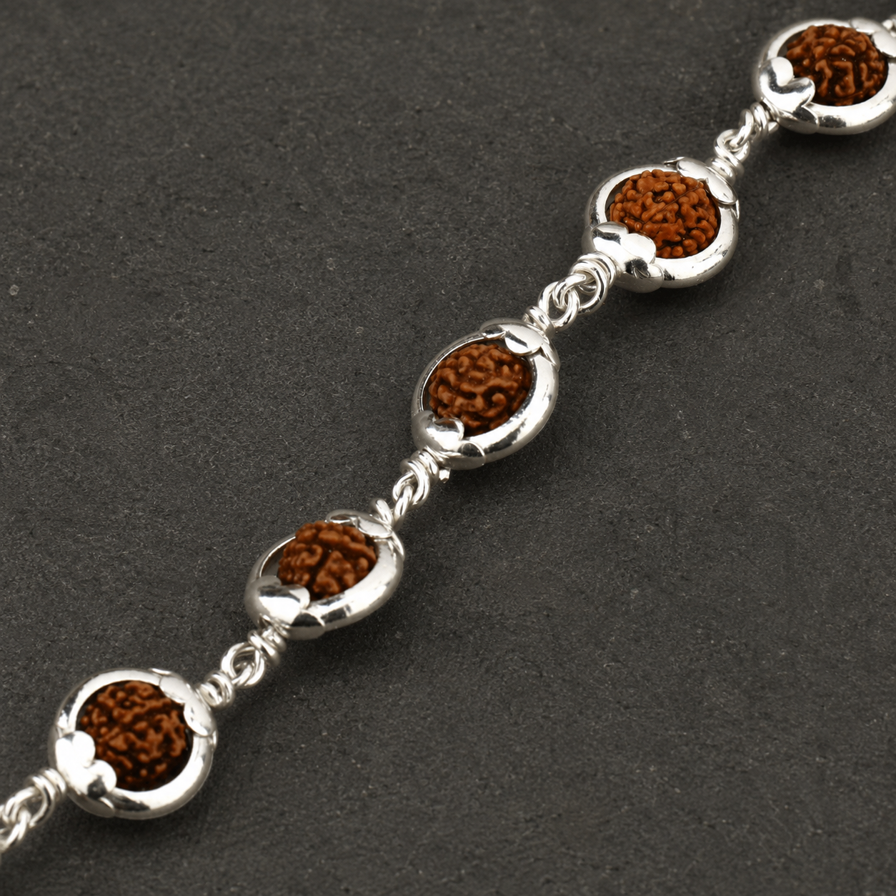 Rudraksha Bracelet with 925 Sterling Silver Capping