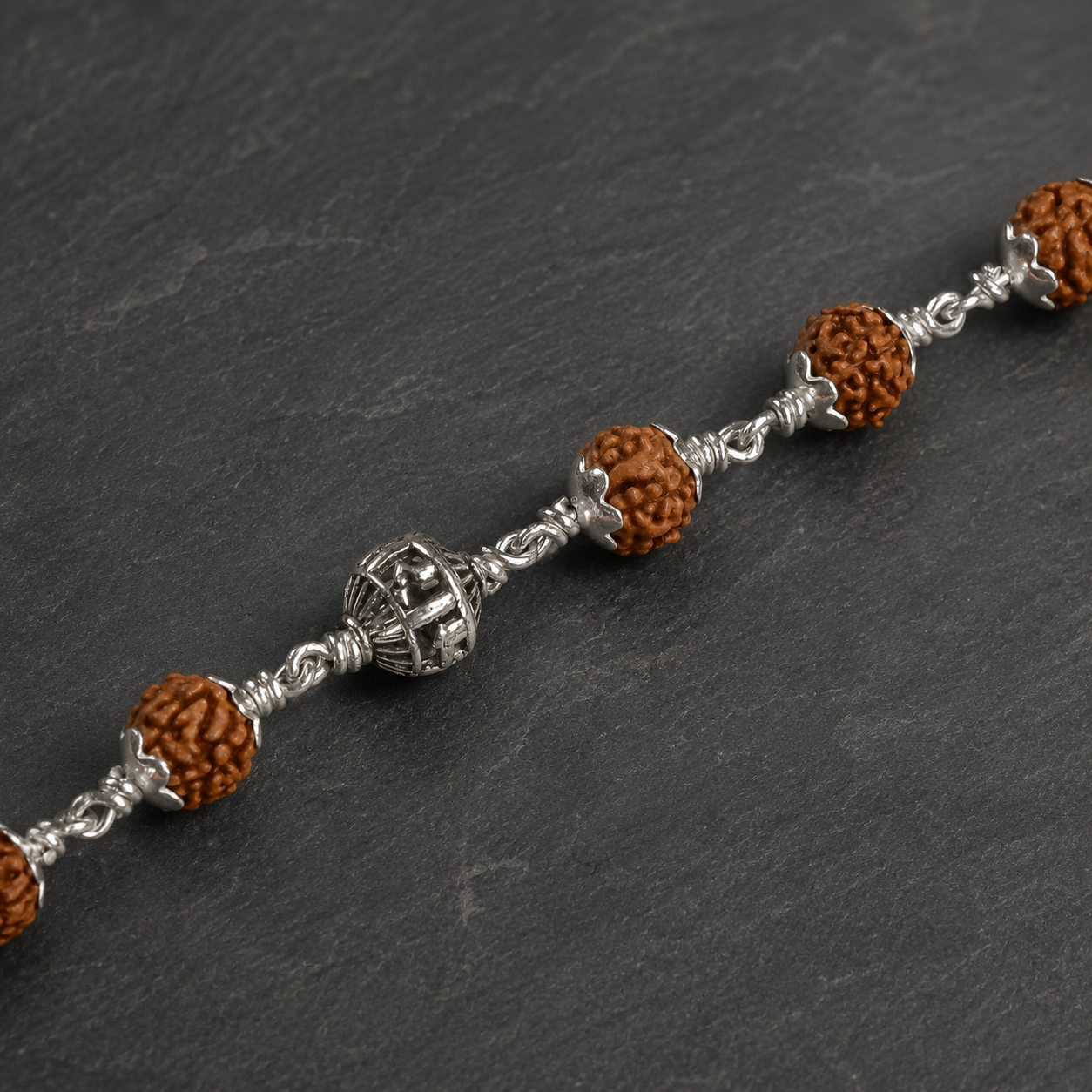 Rudraksha Jai Shri Ram Silver Bracelet | Divine Roopam