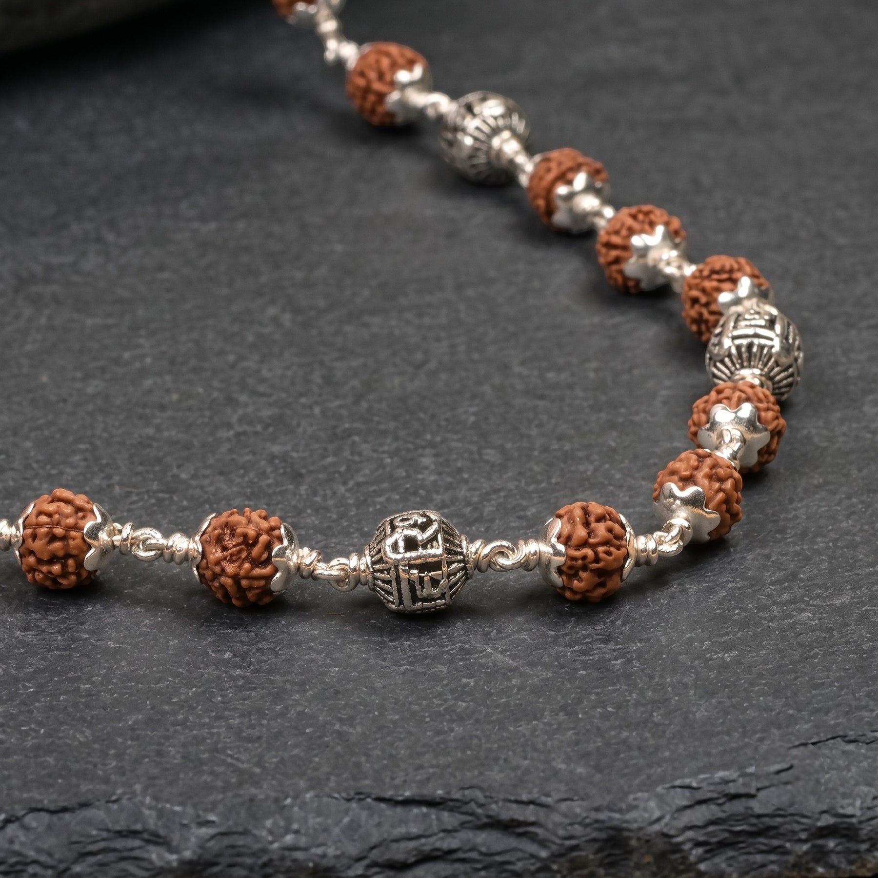 5 Mukhi Shree Hari Rudraksha Mala with 925 Silver Beads