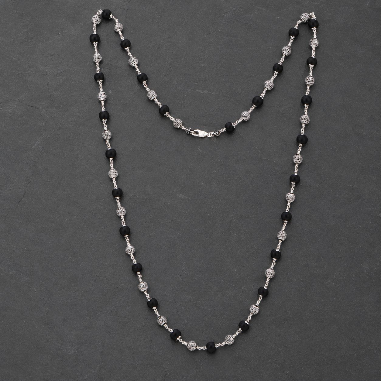 28 inch Karungali silver Mala craftsmanship view