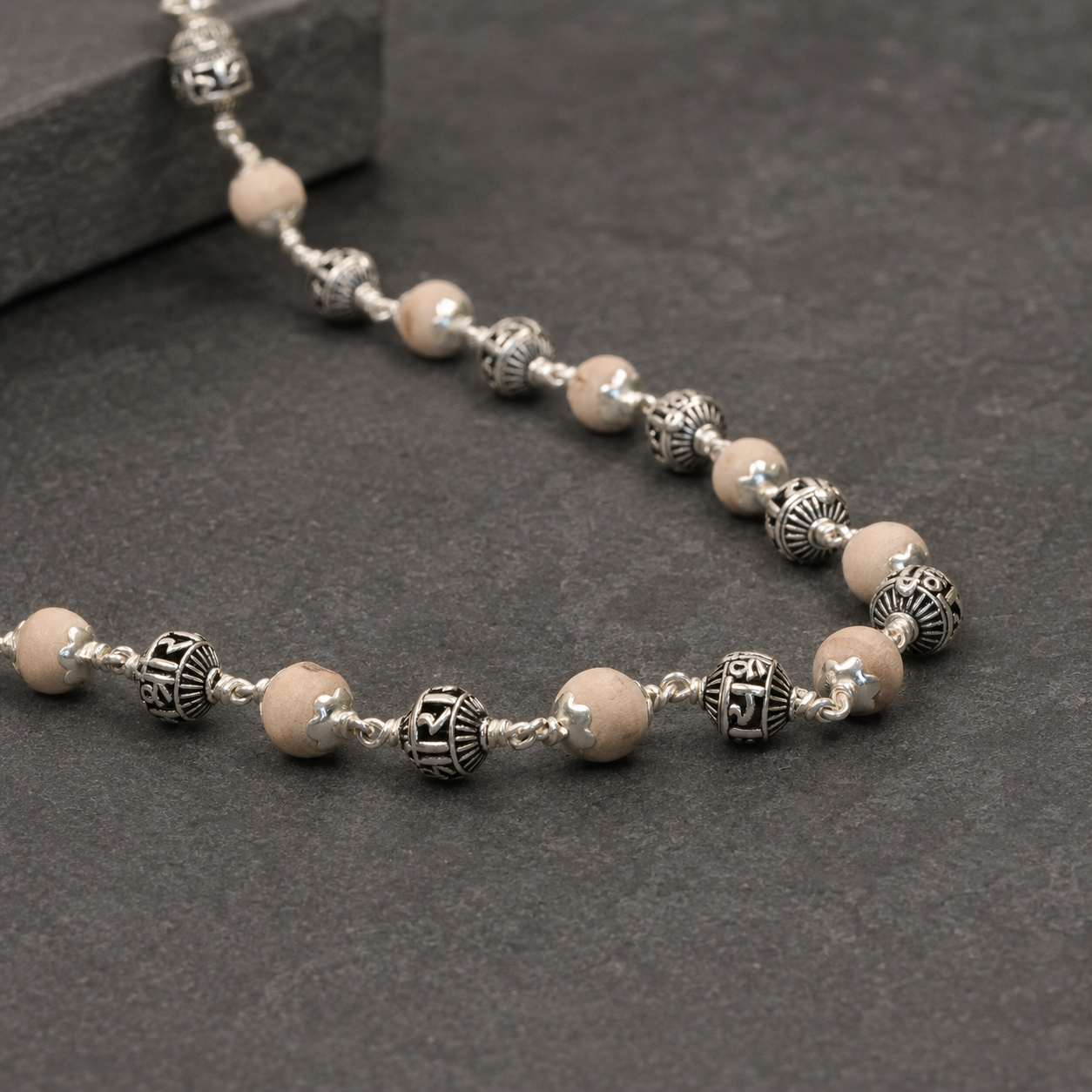Tulsi Jay Shree Ram Mala in 925 Sterling Silver