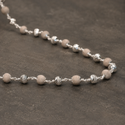 5–6 mm Tulsi Mala with 925 silver CNC beads