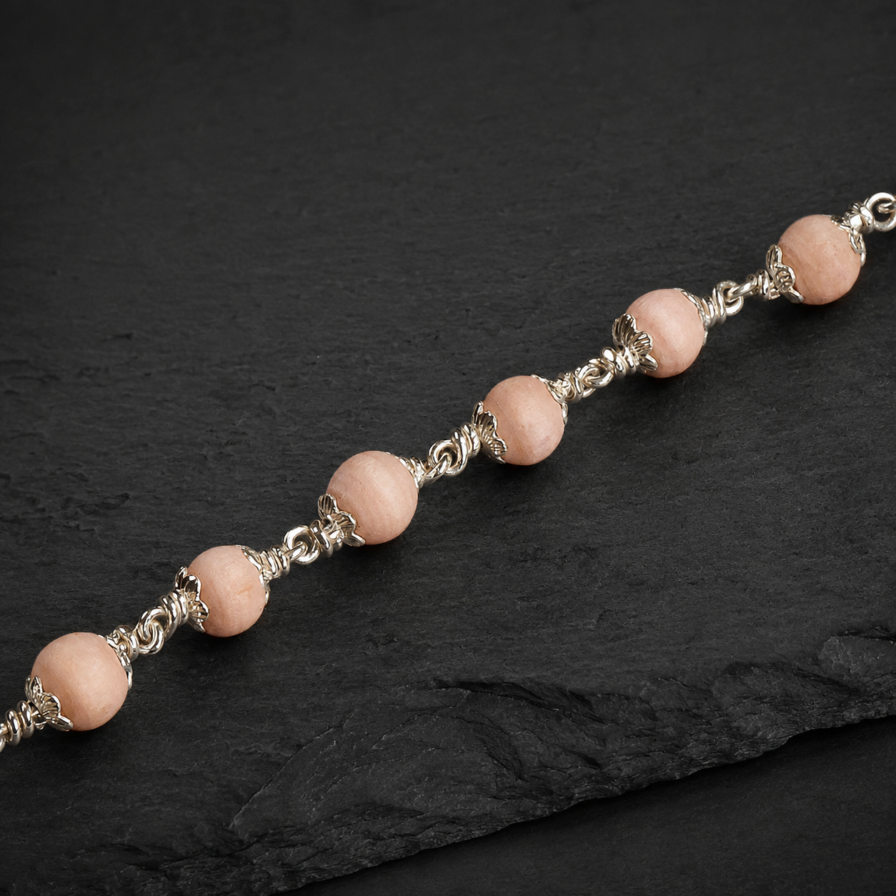Tulsi Beads Bracelet with 925 Sterling Silver | 5–6 MM