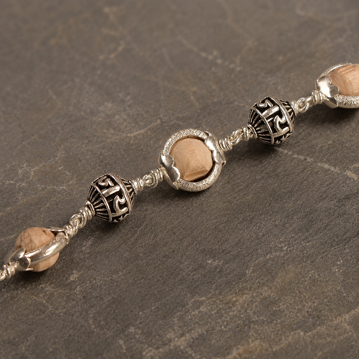 Tulsi Capping Bracelet with 925 Silver Jay Shree Ram Beads