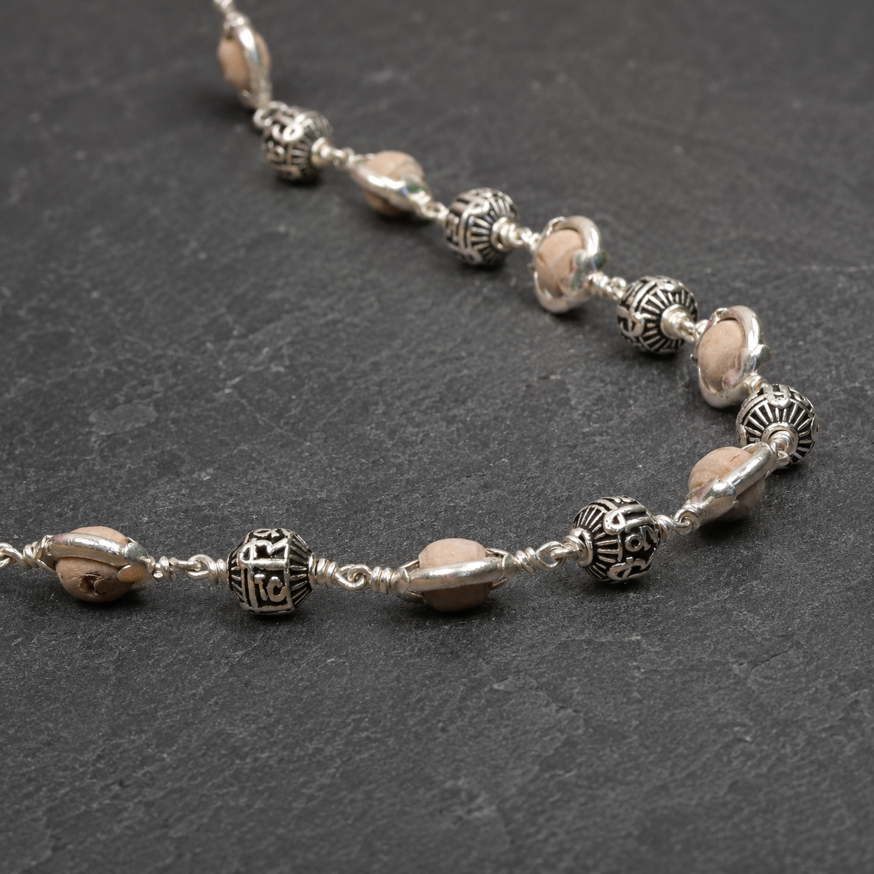 Tulsi Capping Mala with 925 Silver Shree Hari Beads