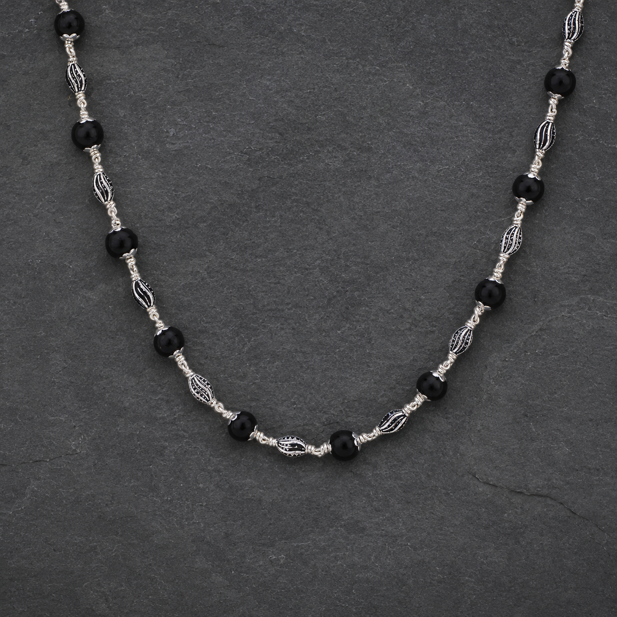 Unisex Karungali mala in 925 silver lifestyle styling