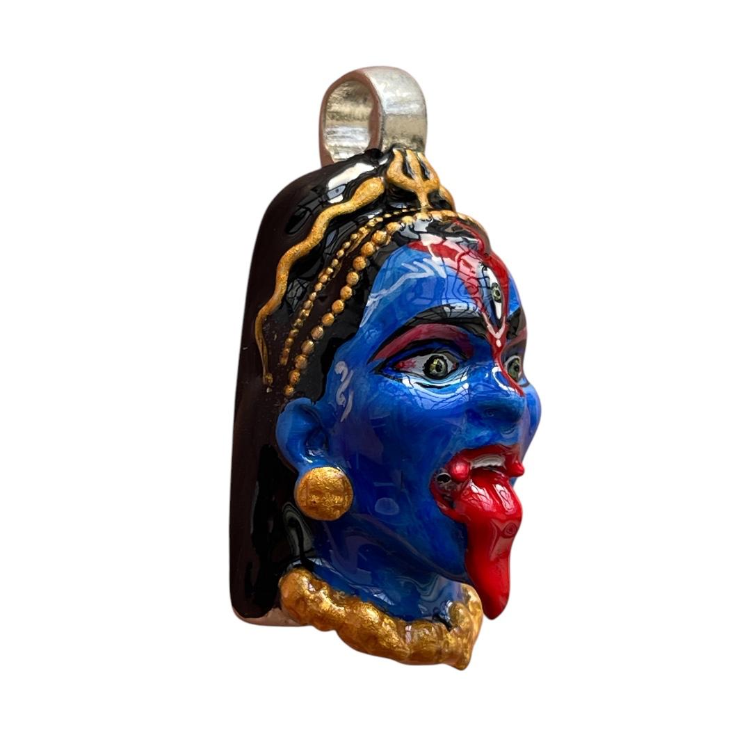 925 Silver Kali Face Pendant with Kali Yantra