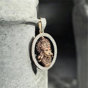 925 silver Hanuman pendant diamond frame angle