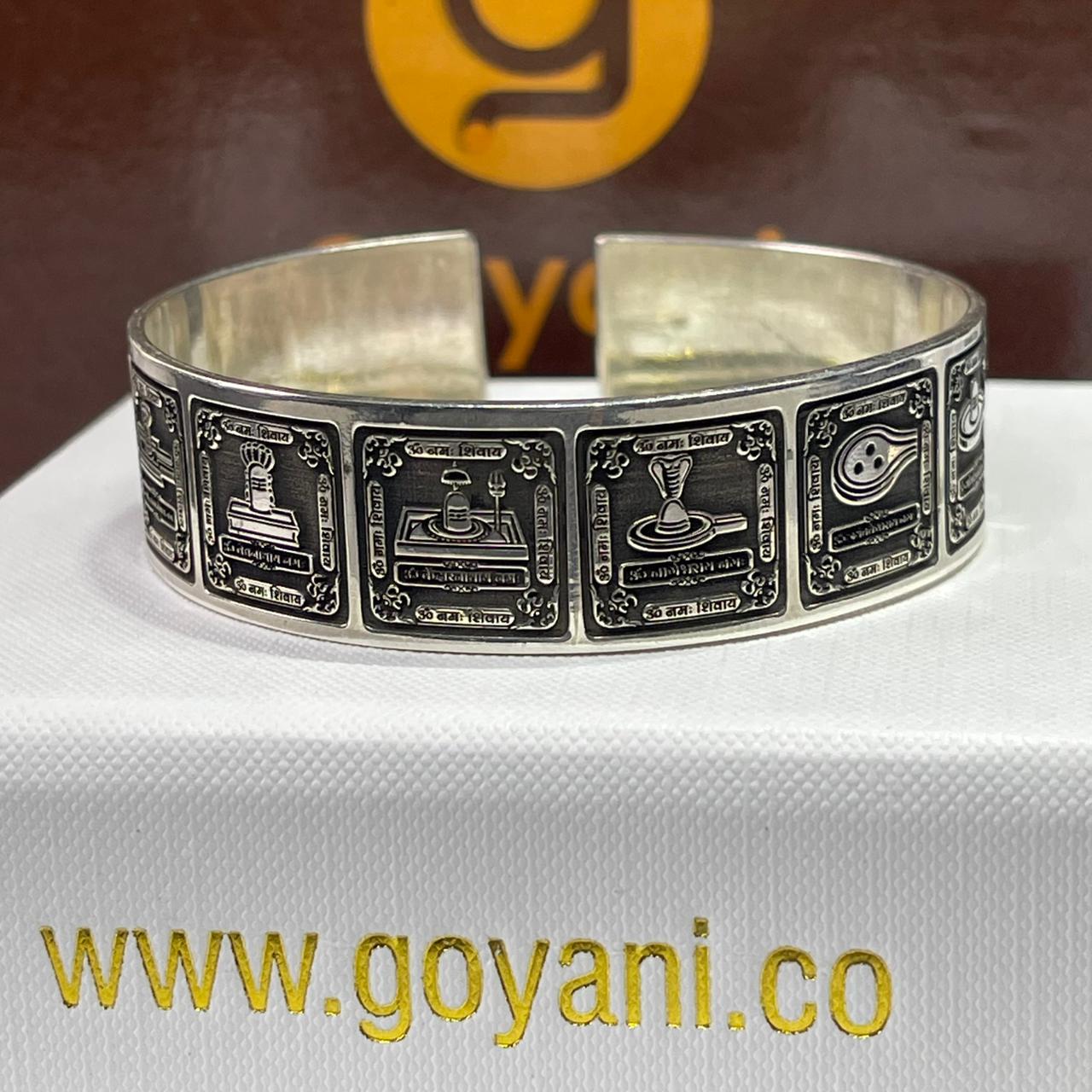 12 Jyotirlinga Engraved Kada in Pure 925 Sterling Silver | Mahadev Shiv Bhakti Bracelet