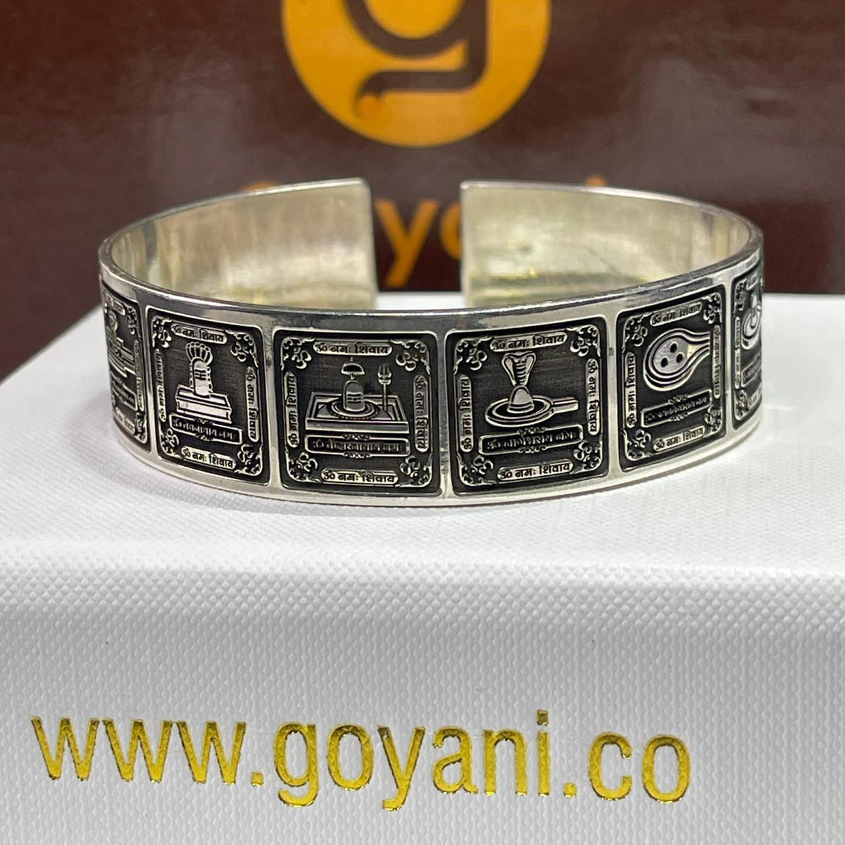 12 Jyotirlinga Engraved Kada in Pure 925 Sterling Silver | Mahadev Shiv Bhakti Bracelet