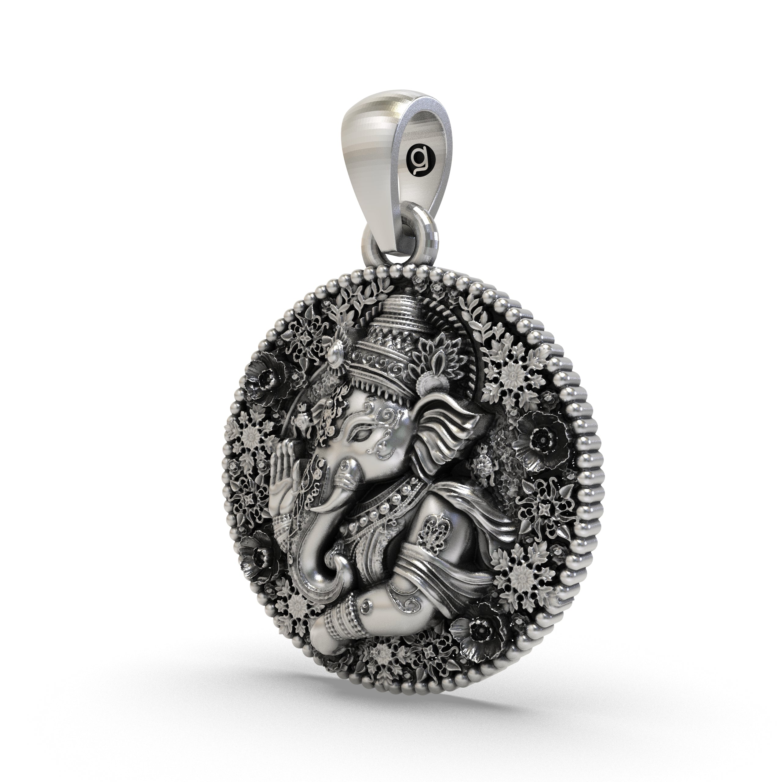 925 Silver Ganesh Pendant – Detailed Oxidized Ganesha Locket for Protection, Wisdom & Blessings