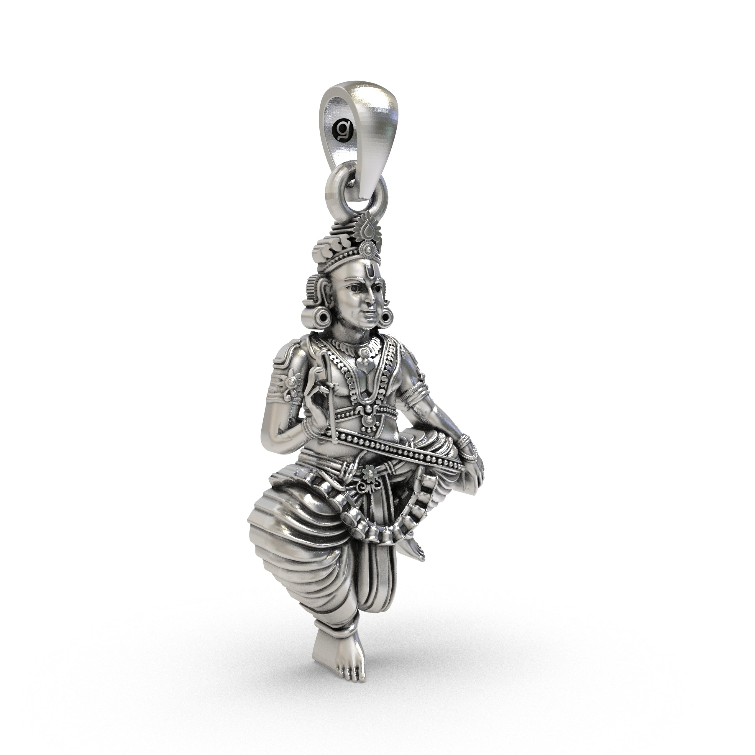 925 Silver Sastha Pendant – Lord Ayyappa Devotional Jewelry | South Indian Guardian Deity Amulet